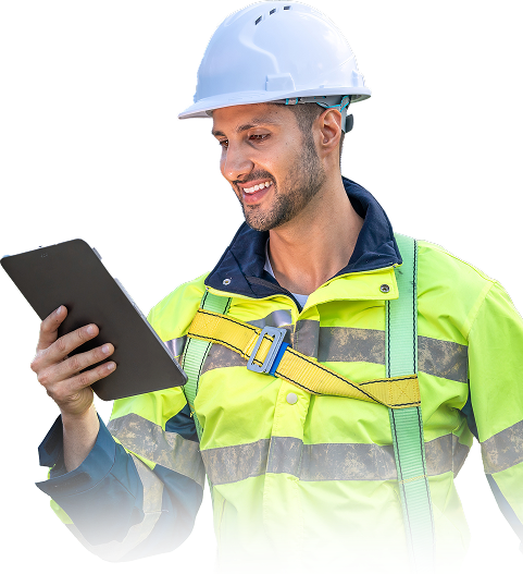 Field worker using a tablet